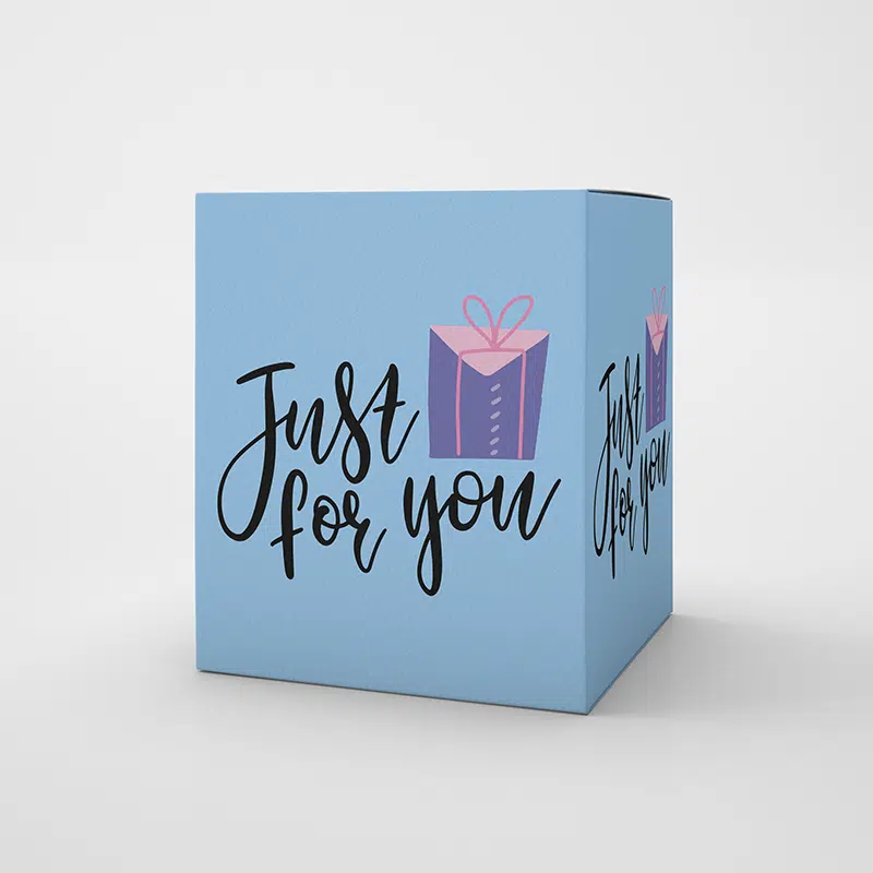 Pre-Designed Gift Boxes 1 gift box printing - printed blue gift box with words 'just for you'